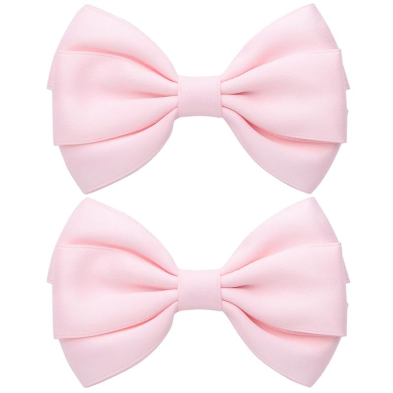 Belicia 2 Pcs Luxury 4.5 Inches Hair Bows for Women Girls Thick Ribbon Boutique Alligator Clips Hair Accessories for Older Kids Children Young Girls (Light Pink)-image-48