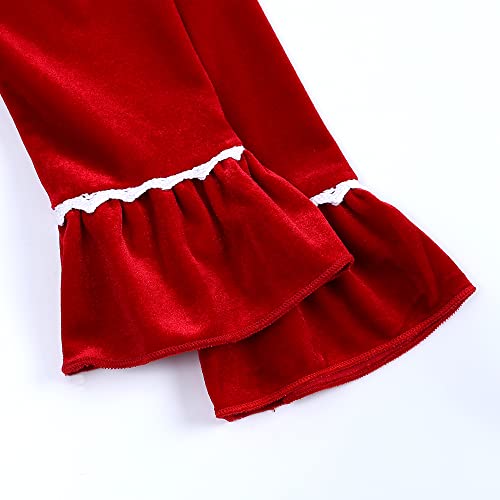 MYGBCPJS Toddler Baby Girl Christmas Dress Little Kids Velvet Warm Long Sleeve Ruffle Princess Skirt Pajamas Sleepwear3