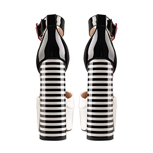 VERISSON Women's Fashion Mary Jane Stiletto Pumps Round Toe Buckle Strappy Platform Court Shoes4