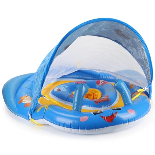 IEEILULU Schwimmring Baby, Baby Schwimmring mit Sonnendach Abnehmbarem UPF...