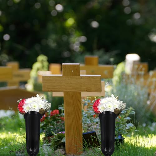 2 Pcs Cemetery Memorial Vases with Ground Spikes, Floral Grave Vases for Artificial Flowers, Durable Flower Holders for Cemetery Headstones image 7