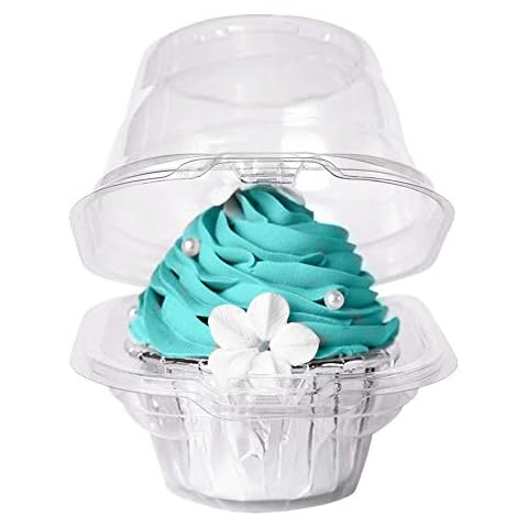 Single Clear Individual Cupcake Box-50 Plastic Single Individual Cupcake Containers with,BPA-Free Dome Carrier Holder for Wedding Favor Cover