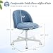 VINGLI Cute Candy Chair Armless Comfy Small Office Desk Vanity Chair with Wheels & Lumbar Support,Teddy Adjustable Rolling Swivel Computer Task Ch for Home Office,Bedroom,Fog Blue
