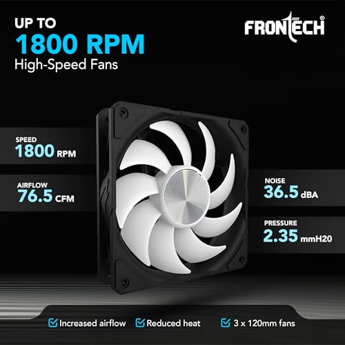 Image of Frontech 360mm AIO Liquid Cooler | ARGB Sync | 1800 RPM PWM Fans | Supports Intel LGA 1700 /1200 /115x, AMD AM4 /AM5 | 1 Year Warranty (CPF-0010)