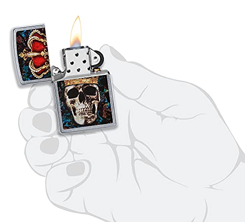 Zippo Skull King Encendedor de Bolsillo Cromado miniatura 5