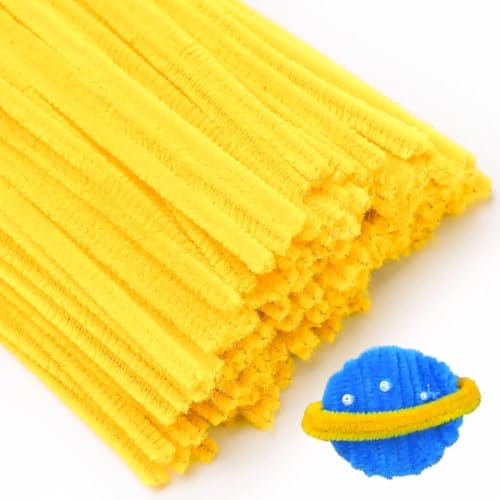 Image of Pipe Cleaner 100pcs for Hobby Craft, Scrapbooking, DIY (Yellow) | Flower Making, Kids Craft Supplies, School Projects, Home & Party Decor