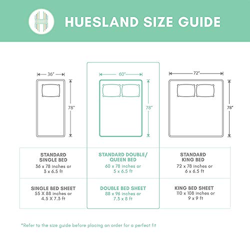 Huesland by Ahmedabad Cotton 144 TC Cotton Bedsheet for Double Bed with 2 Pillow Covers - Grey and Yellow