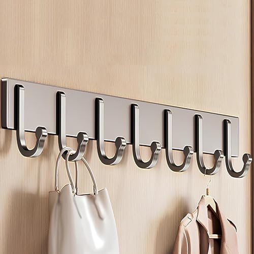 Perchero Pared, Perchero Colgante De Estilo Pastoral, Ganchos De Pared Sin Taladrar, Percheros Pared Aleación De Aluminio,Adecuado Para El Balcón Del Baño Detrás De La Puerta(Gray,53.7cm/21.1in)