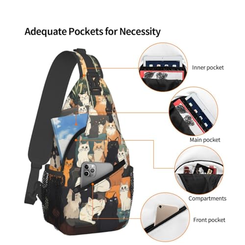 Image of Crossbody Bag Cats-Familiy Sling Bag Backpack Chest Bags Shoulder Bag for Women Men