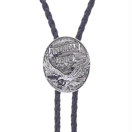 Image of GelConnie Bolo Ties for Men Women Western Cowboy Tie Mens Western Necklace Leather Necktie Gold Bolero Tie Cowboy Necklace