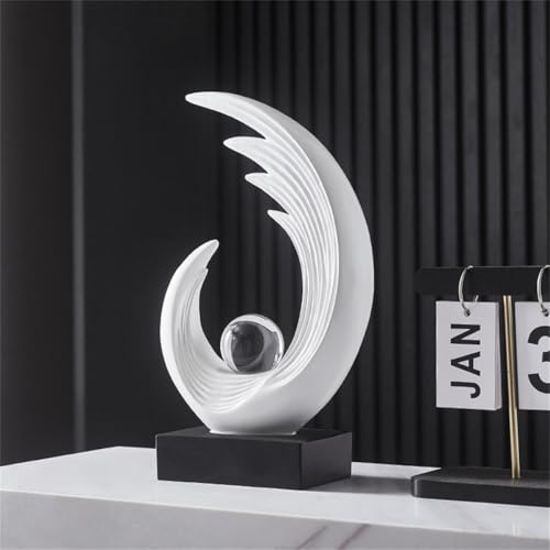 Escultura abstracta decorativa de resina blanca miniatura 5