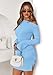 PRETTYGARDEN Long Sleeve Dress for Women Early Fall Fashion 2025 Cocktail Party Bodycon Off The Shoulder Mini Ruched Dresses(Light Blue,Medium)