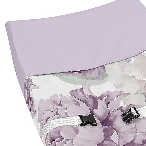 Image of Sweet Jojo Designs Lavender Purple Boho Shabby Chic Floral Girl Baby Changing Pad Cover Infant Newborn Diaper Table Change Mat Sheet Lilac Violet Ivory Bohemian Vintage Garden Watercolor Flower Nature