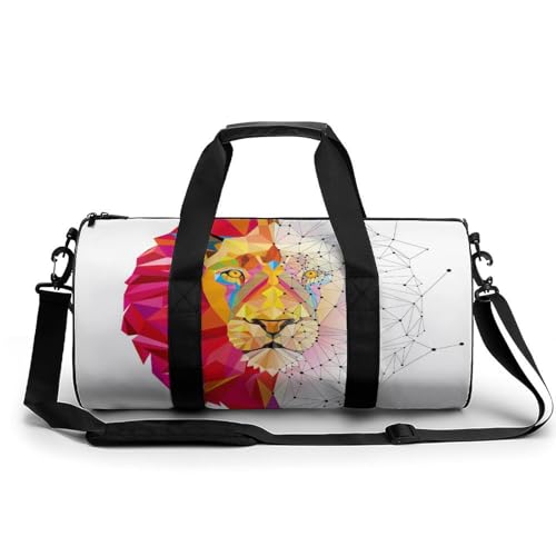 Duffel bag lion géométrique sac de sport gym voyage weekend camping randonnée 45cm