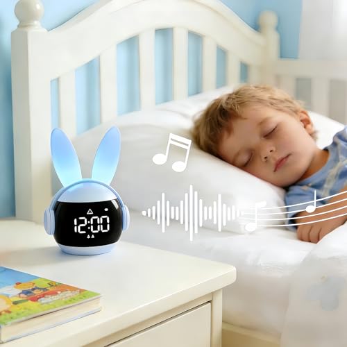 Despertador de conejo infantil con alarma programable y luz nocturna 4