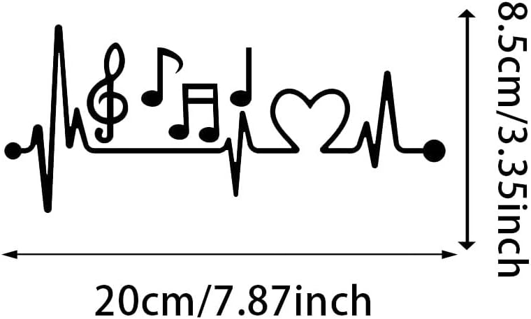 2PCS Music & Heartbeat Vinyl Decal - 7.9"x3.3" Rhythm Lover Sticker for Cars, Laptops, Guitar Cases - Musical Lover Design|#AZ24 (Black) image 2