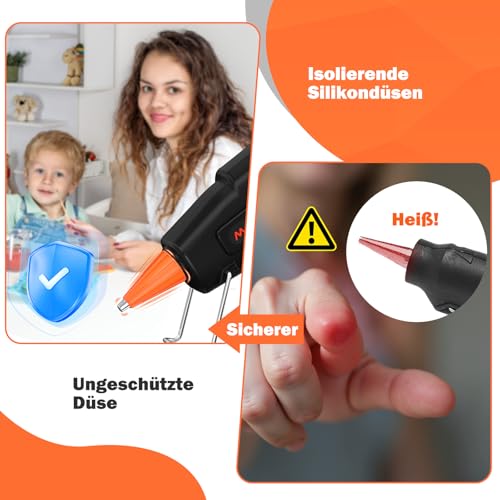 Feuerfest Heißklebepistole mit 30 Heißklebesticks 7mm Klebesticks, Klebepistole Heissklebepistole für DIY Kleine Handwerk schnelle Reparaturen in Haus & Büro - MAXDONE 20W Klebepistolen Schwarz