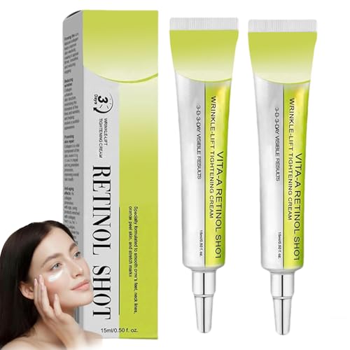 Vita-A Retinol Shot Wrinkle-Lift Tightening Cream Retinol Serum Cream Natural Retinal Shot Booster Anti Wrinkle Creams - Pore Minimizer Wrinkles & Fine Lines for All Skin (2 Pcs)