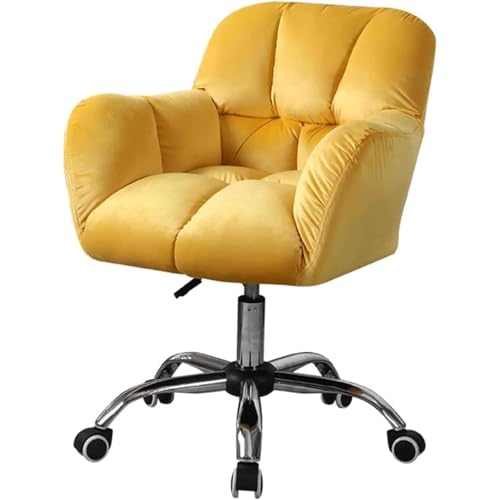 Ergonomiczny fotel obrotowy, pluszowe, o wysokiej gęstości wyściełane skórzane krzesło biurowe z poliuretanu do biura domowego, gier i nauki, nowoczesny design (Yellow Height 80)