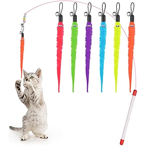 Molain Cat Wand Toy Set with Worms Cover