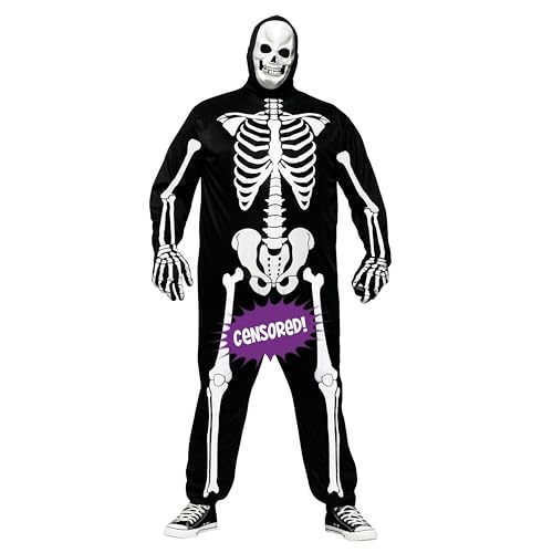 Fun World Men's Skeleboner Plus Size Adult Costume, White/Black, Plus