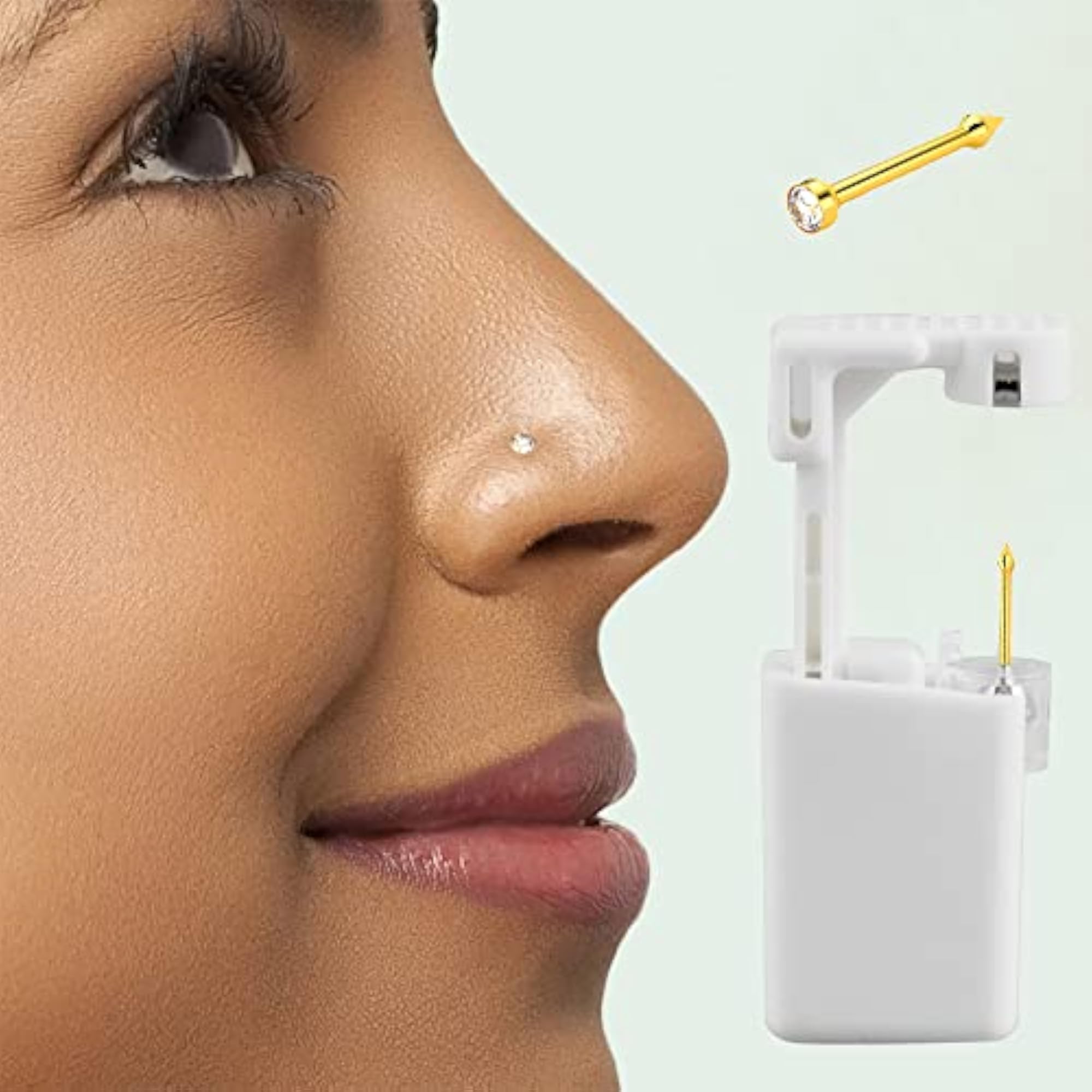 Self Nose Piercing Gun Kit with Gold Rings