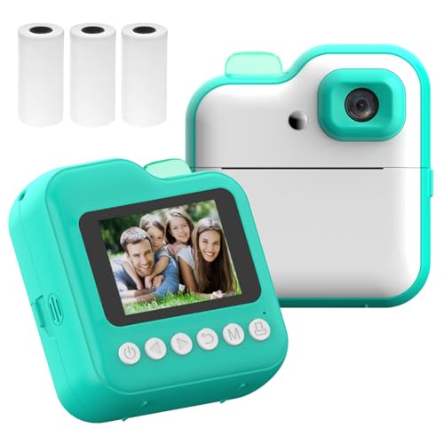Hanzete - Stampante termica istantanea per bambini schermo da 2.4 pollici fotocamera posteriore da 48 MP con supporto luce RGB timer registrazione video stampa senza inchiostro con 3
