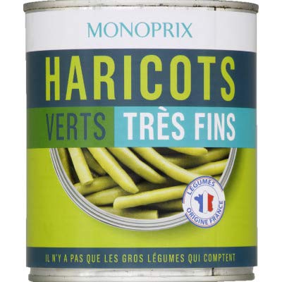 Haricots verts très fins Monoprix sélection haut de gamme boîte de 440g net