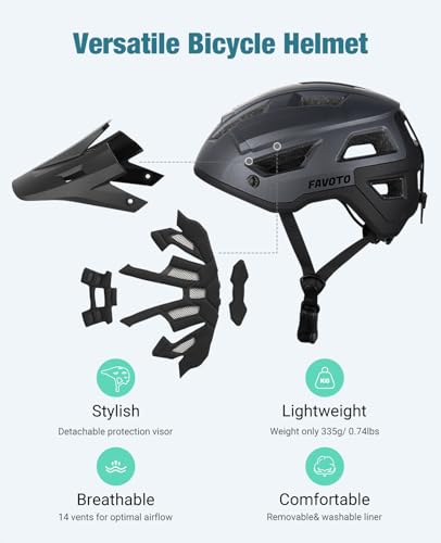 Image of Favoto Mountain Bike Helmet - Duall Shell Lightweight MTB Helmet Bicycle Helmet Adjustable for Adults Men Women Youth CPSC Certificated