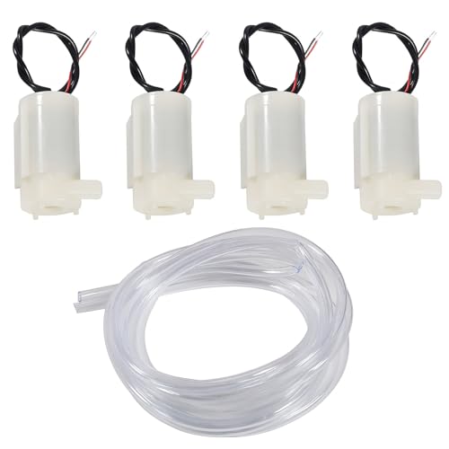 AEDIKO 4pcs Micro Submersible Mini Water Pump DC 3V 5V for Aquariums Fish Tank Pond Fountain Hydroponics Garden with 4M Flexible Tube Water Pipe AEDIKO 4pcs Micro Submersible Mini Water Pump DC 3V 5V for Aquariums Fish Tank Pond Fountain Hydroponics Garden with 4M Flexible Tube Water Pipe