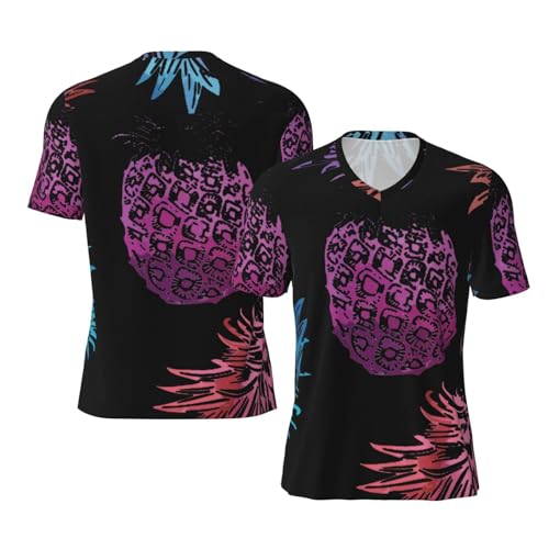 Stylish Athletic Sports Jersey Watercolor-Multi-Pineapple Men's Rugby Jersey X-Large