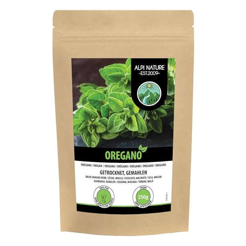 Alpi Nature Oregano gemahlen 250g, Oregano Gewürz zum Kochen, Pasta, Pizza, Fleish und Salaten