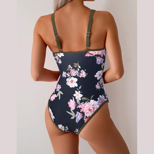 Maillot de bain imprimé floral multicolore avec décolleté plongeant monokini - 7