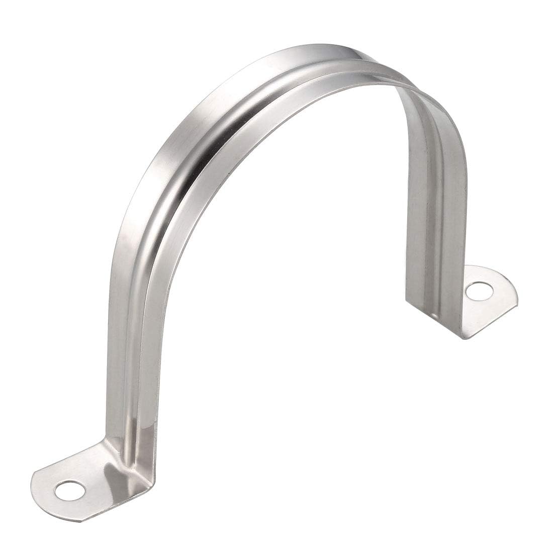 TA-VIGOR 4Pcs Rigid Pipe Straps, 90mm 2 Holes Stainless Steel Tension Tube Clip Clamp