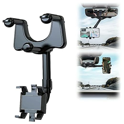 HaushaltKuche 360° Rotatable and Retractable Car Phone Holder, Adjustable Universal Phone Holder, Universal Cell Phone Holder, Rearview Mirror Phone Mount for Phone Navigation GPS Holder