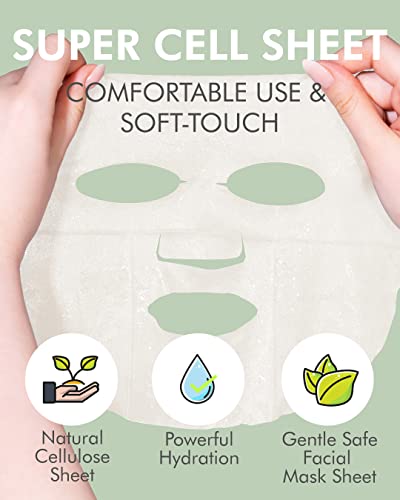 image for DERMAL Super Food Face Masks Skincare- 12 Pack Facial Sheet Mask for a