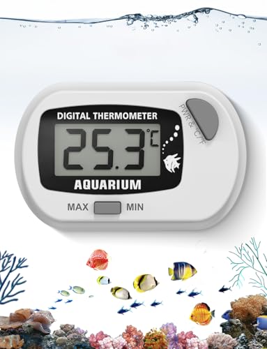 Thermomètre Aquarium Sans fil, Thermomètre d'aquarium numérique LCD de température de l'eau pour aquarium, reptile marin, terrarium (Blanc)
