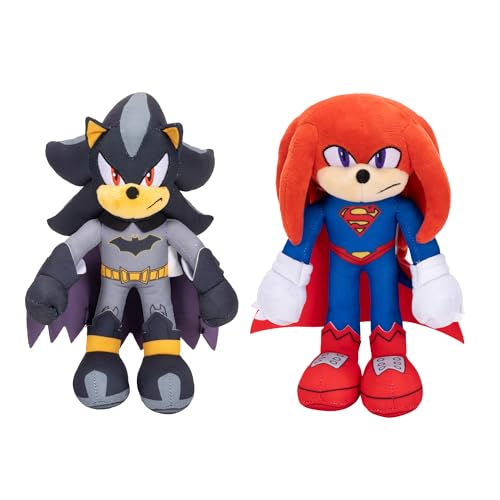 Sonic The Hedgehog DC Comics Shadow as Batman and Knuckles as Superman 9” Plush 2-Pack