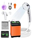Ducha Portatil 6000mAh Carga Rápida Portátil Ducha Ducha Portatil con Pantalla Digital Presión de Agua Alta de 12v Ducha Camper Adecuado para Acampar Duchas Paseos Lavado de Perros Jardines