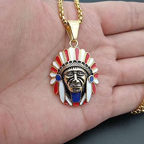 Collier de coiffe de chef indien tribal pour look biker punk