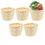 5 Pack Mini Wood Woven Baskets, Small Bamboo Storage Baskets, Mini Baskets for Home Organization, DIY Crafts, and Gift Packaging (2.95x2.95x2.36 Inches)