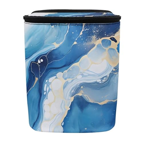 Image of Blue Marble Auto Garbage Can with Lid,Portable Leak Proof Car Trash Can Bag Hanging for Back Seats,Console,Durable and Lightweight Vehicle Rubbish Storage Pocket