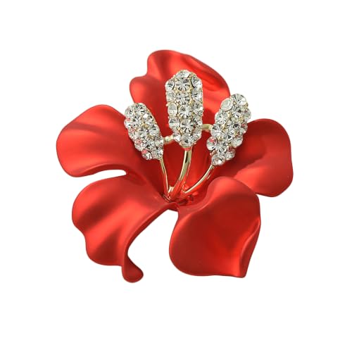 Image of Elegant Crystal Blooming Rose Flower Brooch Lapel Pin Breastpin for Women Birdal Cardigan Hat Scarf Suit Sweater Floral Pins