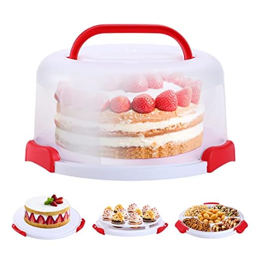 Ohuhu Cake Containers with Lids, BPA-Free Cake Carrier Cake Holder Cupcake Carrier Portable Round Cake Keeper Two Sided Base for Pies Cookies Nuts Fruit etc - Suitable for 10 inch Cake Perfect Gifts