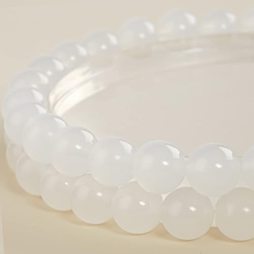 Anjpuy Cuentas de piedra natural de 0.23 pulgadas (0.236in), cuentas sueltas redondas para hacer joyas con cordón elástico de cristal (ágata blanca, Anjpuy Cuentas de piedra natural de 0.23 pulgadas (0.236in), cuentas sueltas redondas para hacer joyas con cordón elástico de cristal (ágata blanca,