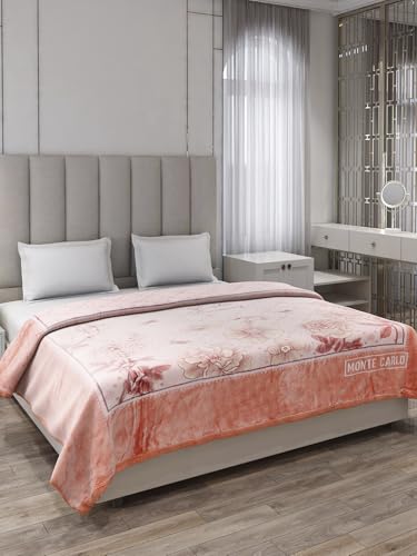 Image of Monte Carlo Double Bed Heavy Winter Blanket (160 X 220) Roman Plus 1 Ply Super Soft 550 GSM | 3 KG, (240x220 CM), Peach