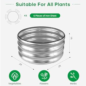 JERIA Raised Garden Bed,Galvanized Raised 2 PCS 2×2×1ft Planter Boxes Outdoor with Easy Assembly, Round Garden Bed for Vegetables, Fruits, Flowers JERIA Raised Garden BedGalvanized Raised 2 PCS 221ft Planter Boxes Outdoor with Easy Assembly Round Garden Bed for Vegetables Fruits Flowers