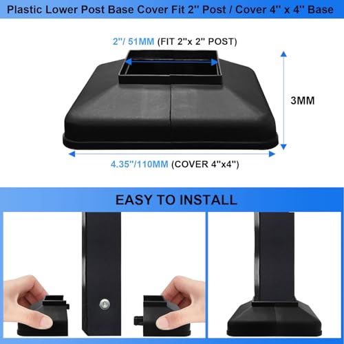Image of Plastic Lower Post Base Cover, Decorative Square Railing Base Trim, Durable Fence Post Flange Skirt for Patio, Porch, Stair, and Railing Systems (8pack, Fit 2'' Post)