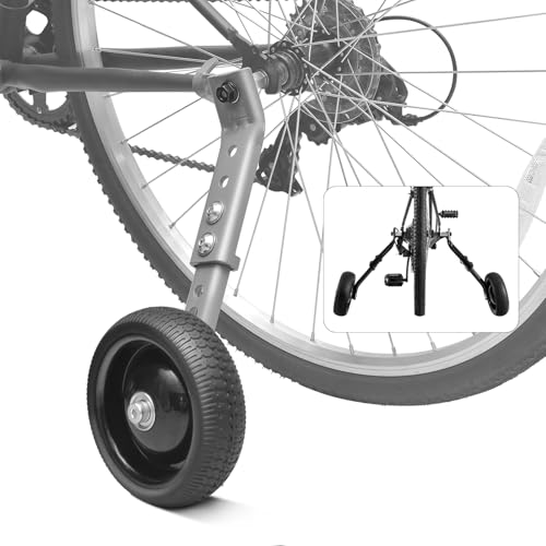 HUASION Fahrrad-Trainingsräder für Erwachsene, passend für 24-28-Zoll-Fahrräder, Stahlkonstruktion, schwarz, 1 Paar – sichere und stabile Lerntrainingsräder, Hellgrau