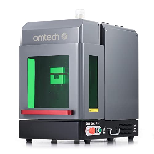 Image of OMTech 50W Laser Marking Machine, Enclosed Fiber Laser Engraver with Autofocus Red Dot Pointer, JPT Solid State Laser Metal Etching Machine with Enclosure Grid Bed EzCad2 Window 70x70 & 110x110 Lenses